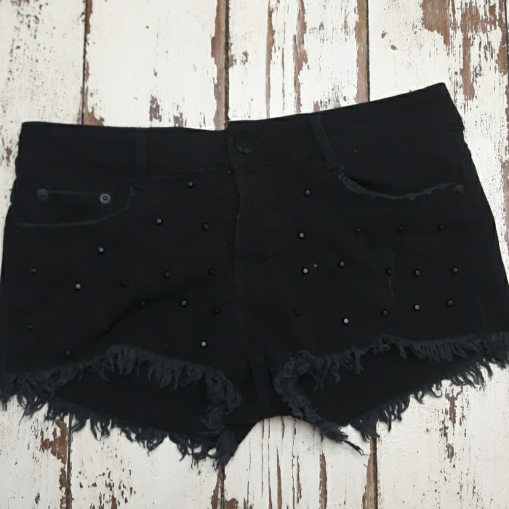 Black cutoff shorts